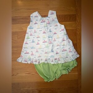 Colorful Sailboat swing back with Green Diaper Cover